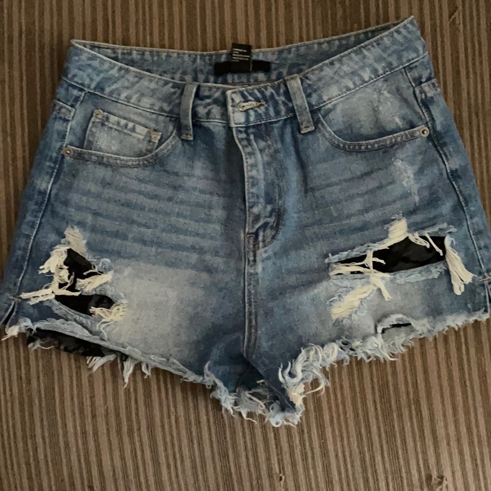 lace jean shorts